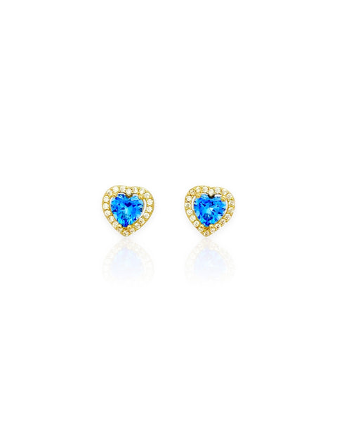 14k Gold Heart Halo Stud Earrings