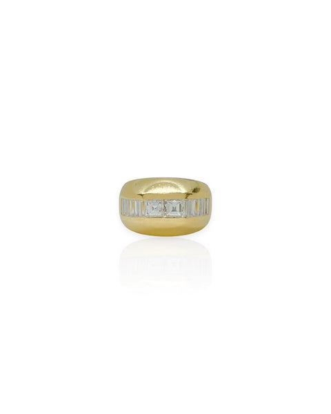 18k Gold Diamond Angled Bombe Ring (5.5)