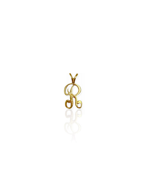 14k Gold Letter R Charm