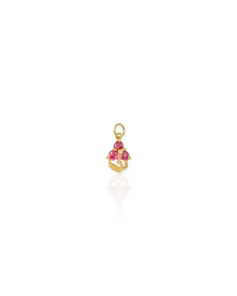 14k Gold Gemstone Flower Charm