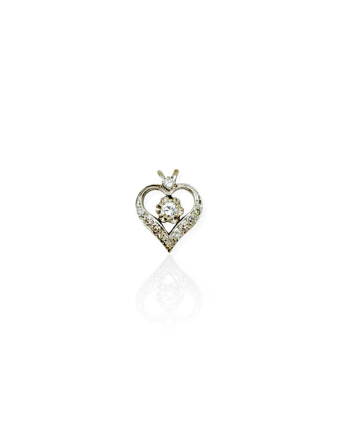 14k White Gold Diamond Heart Charm