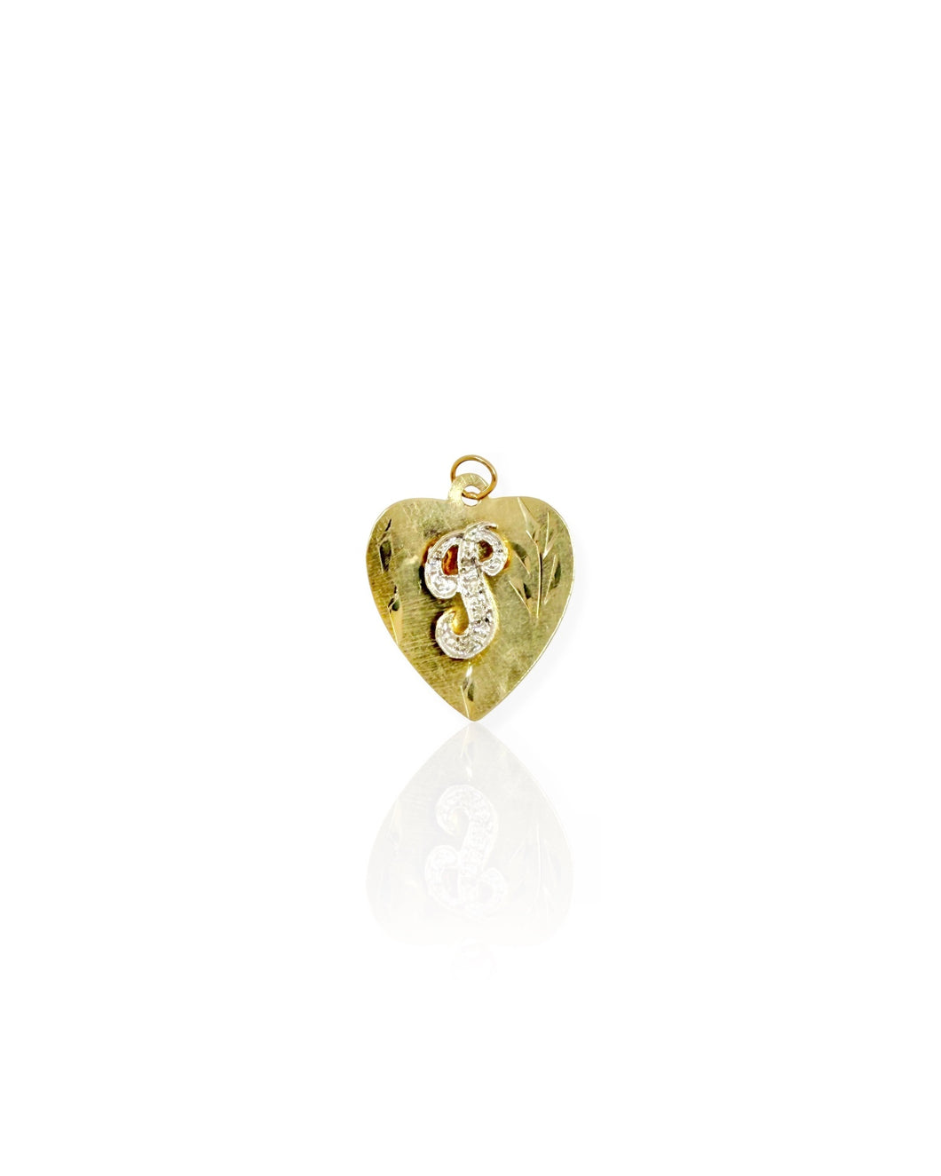 14k Gold Letter G/J/P/T Heart Charm