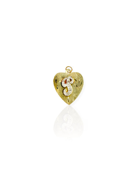 14k Gold Letter G/J/P/T Heart Charm