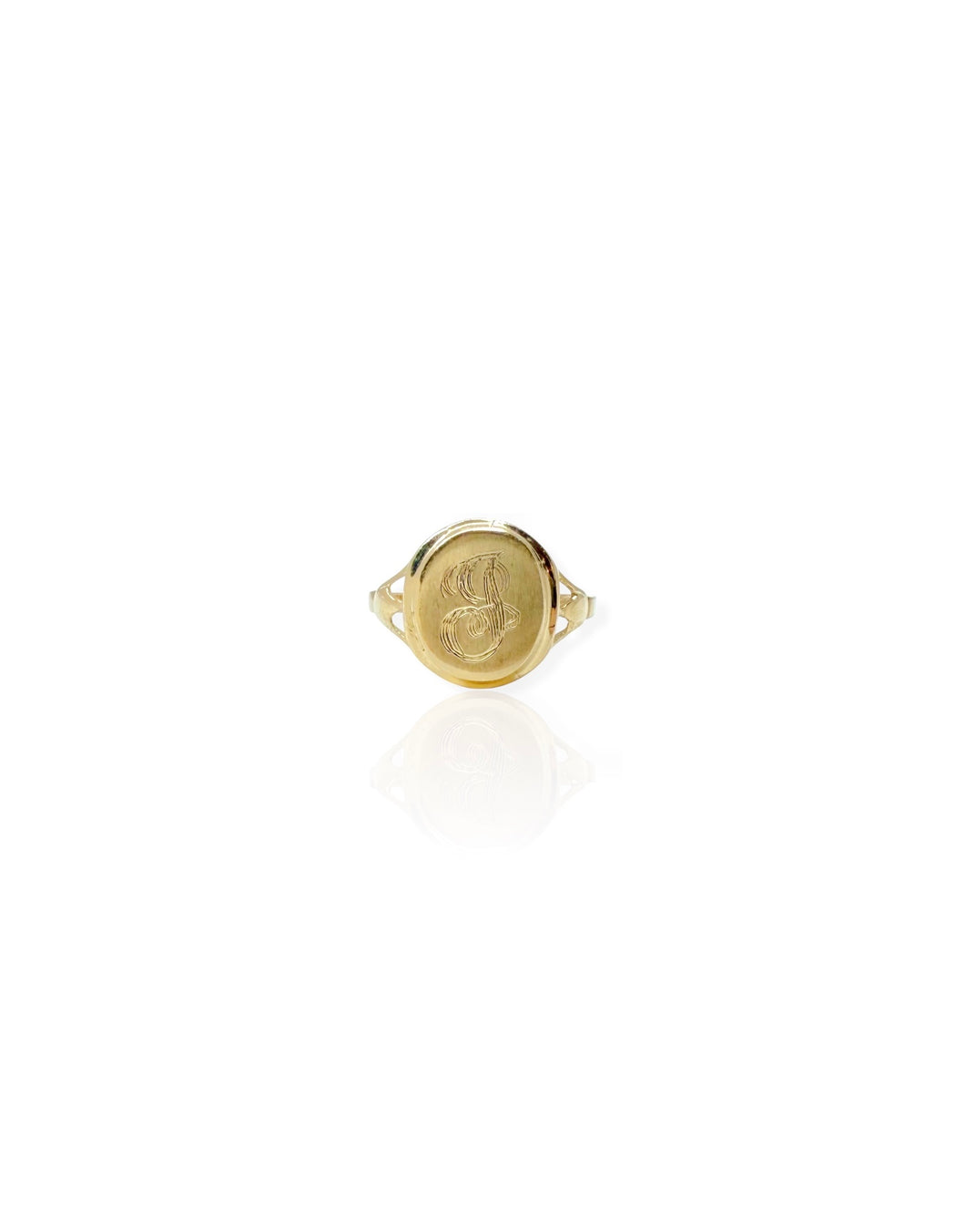 14k Gold Letter J Signet Ring (5.5)