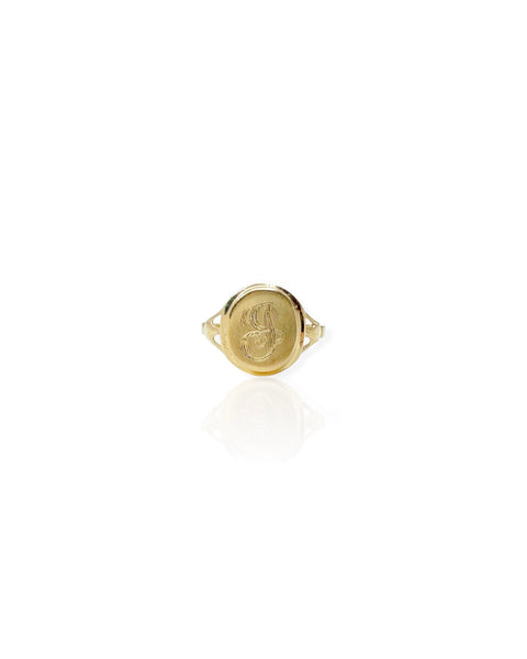 14k Gold Letter J Signet Ring (5.5)