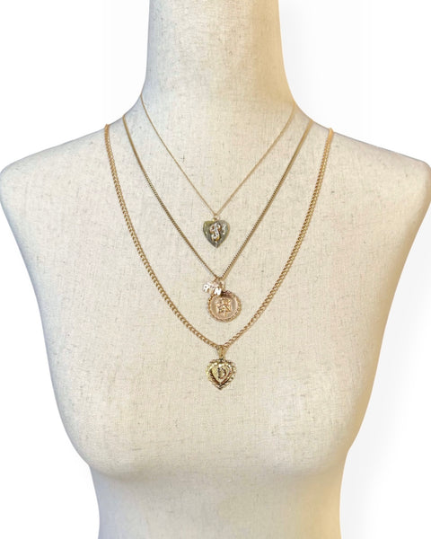 14k Gold Letter G/J/P/T Heart Charm