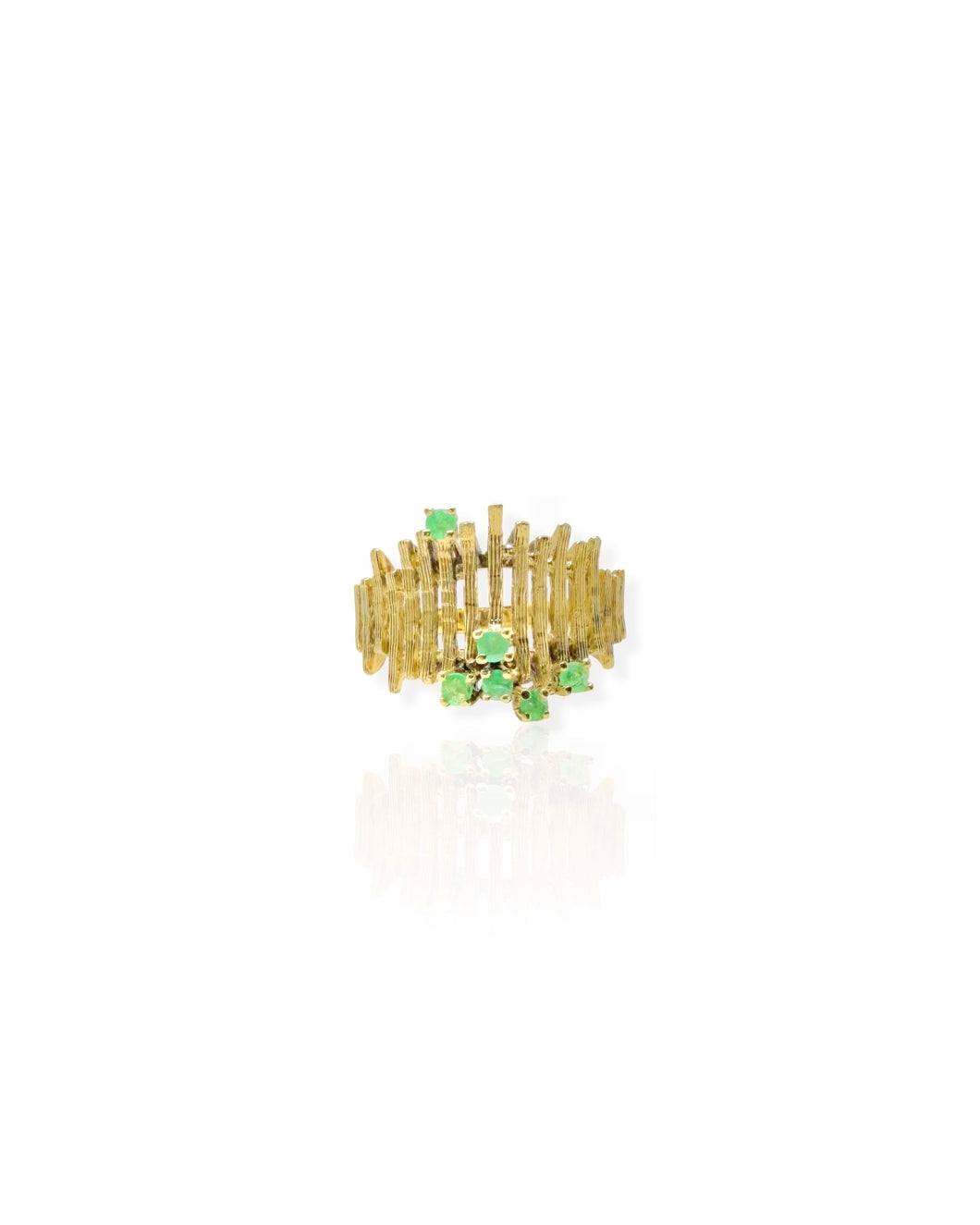14k Gold Scattered Emerald Ring (7.25)