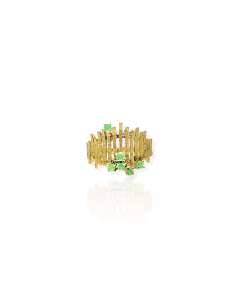 14k Gold Scattered Emerald Ring (7.25)