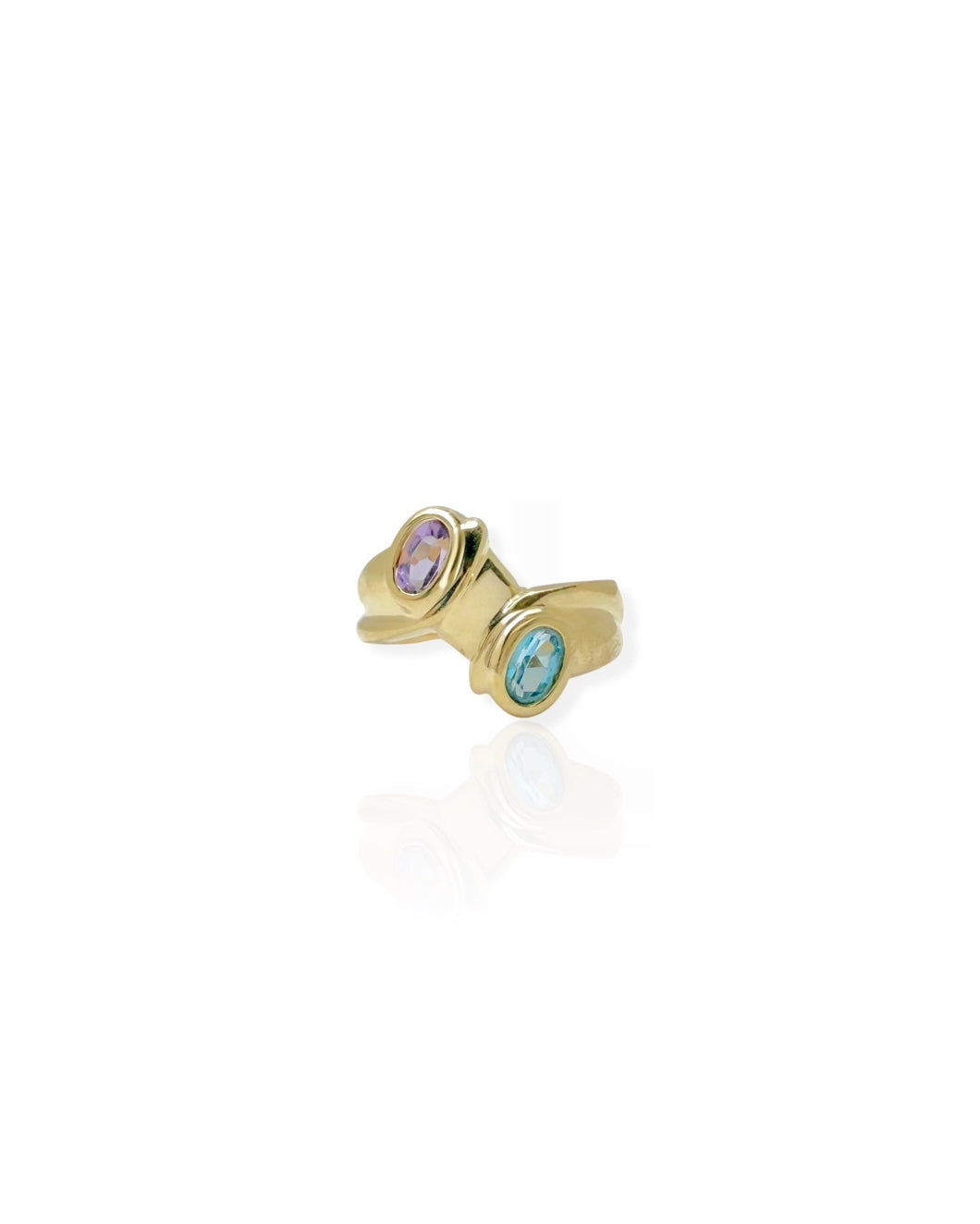 14k Gold Gemstone Staggered Ring (5.5)