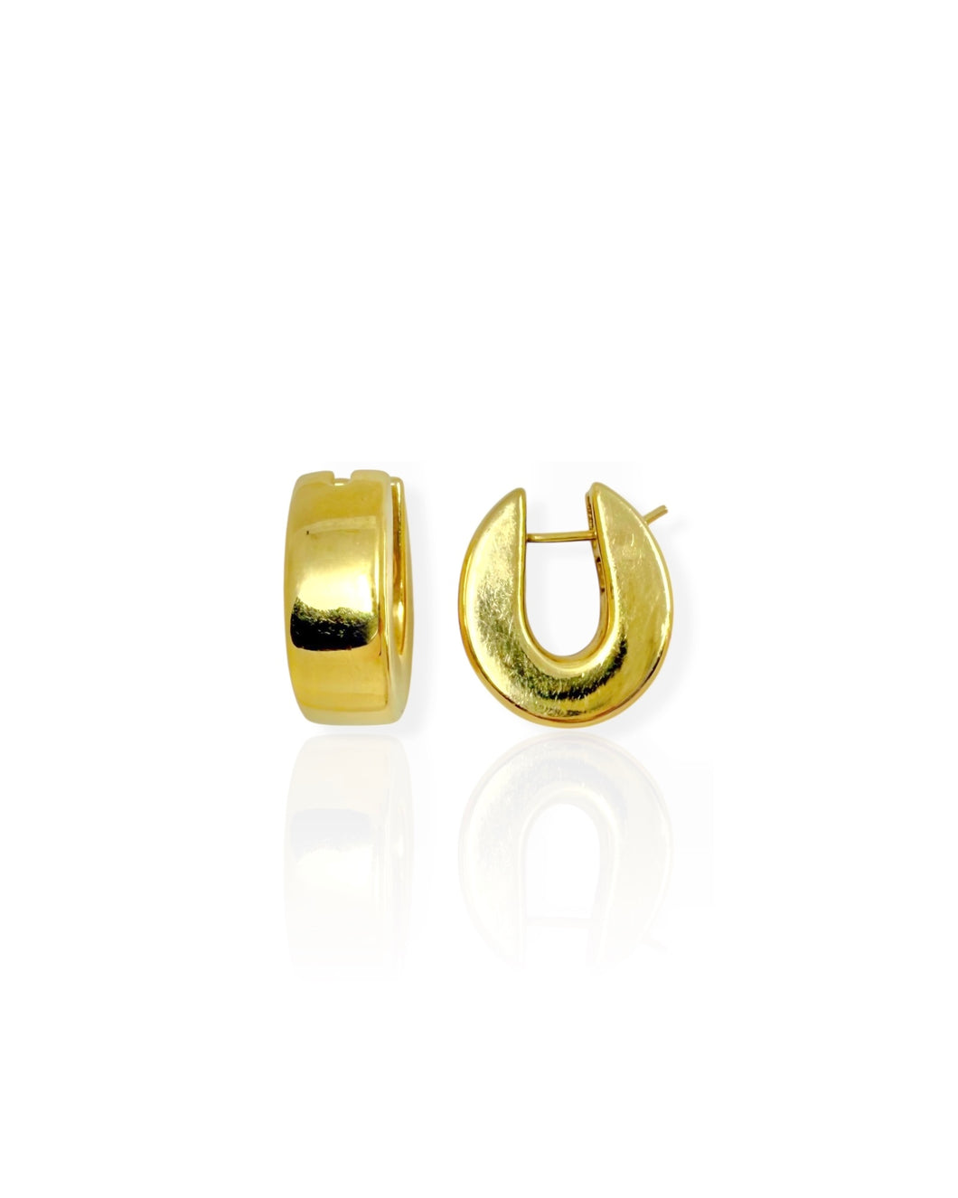 18k Gold Effedue Thick Oval Hoop Earrings
