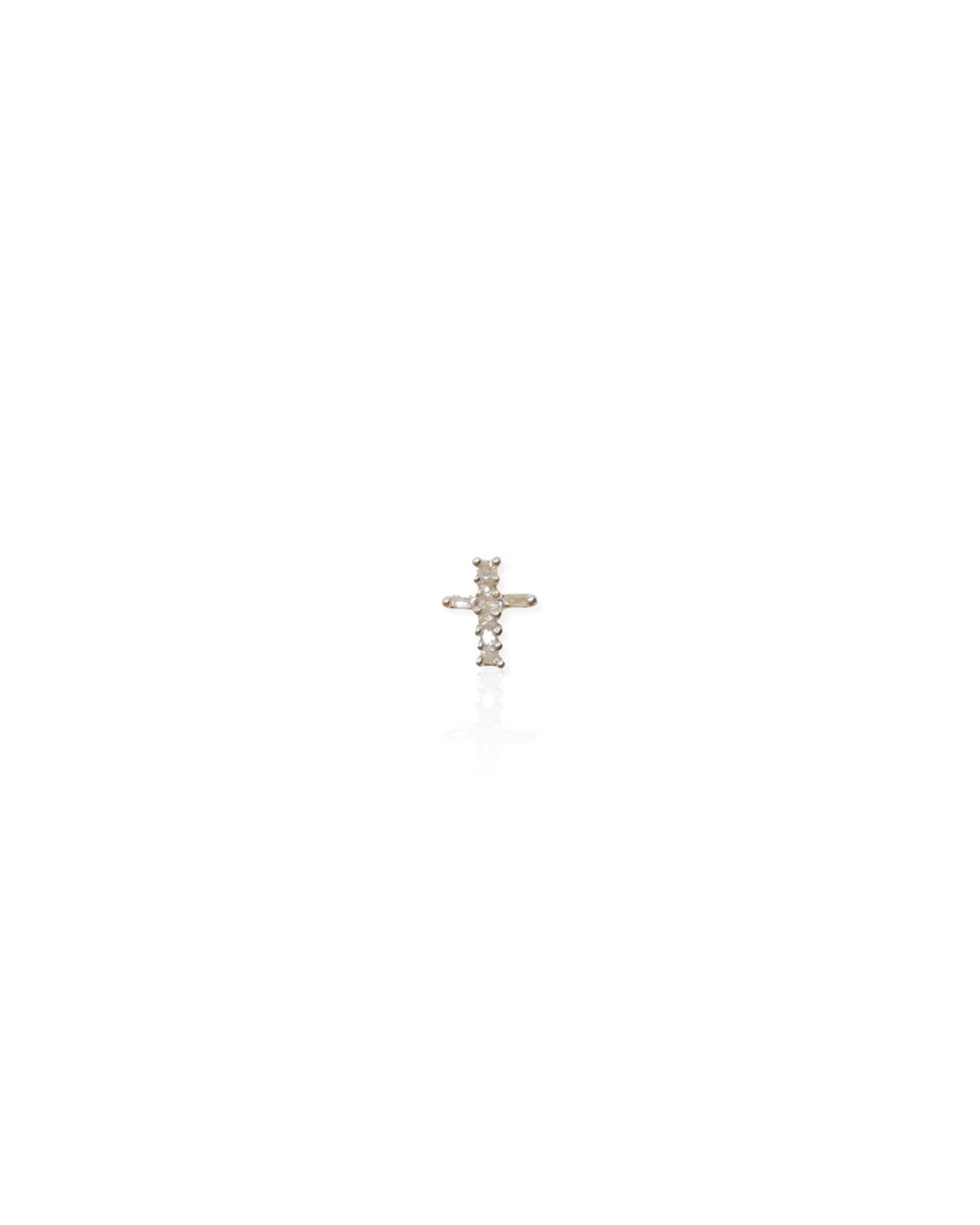 10k Gold Diamond Cross Earring