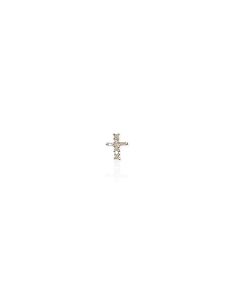 10k Gold Diamond Cross Earring
