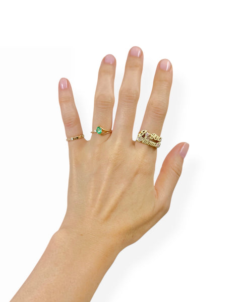 18k Gold Emerald and Diamond Ring (5.25)