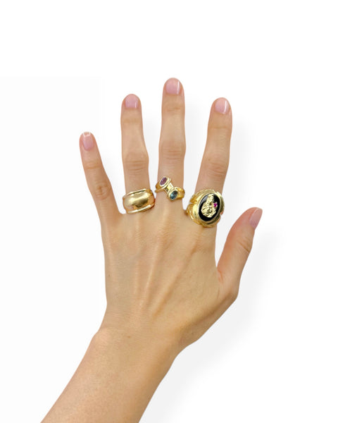 14k Gold Gemstone Staggered Ring (5.5)