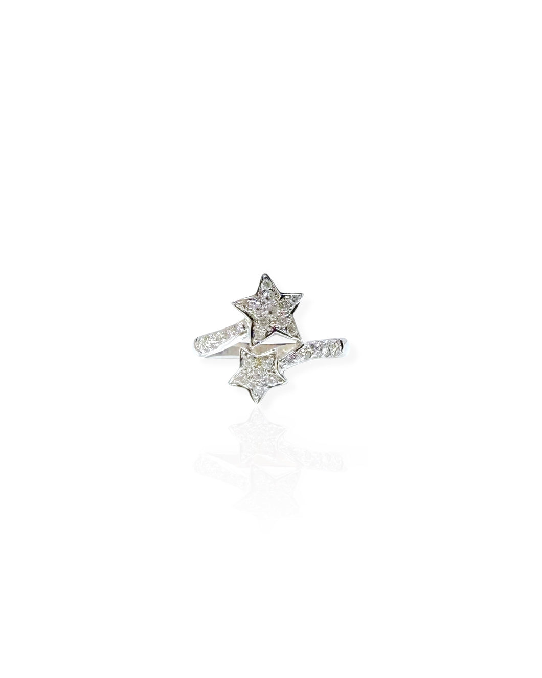 14k White Gold Star Bypass Ring (5)