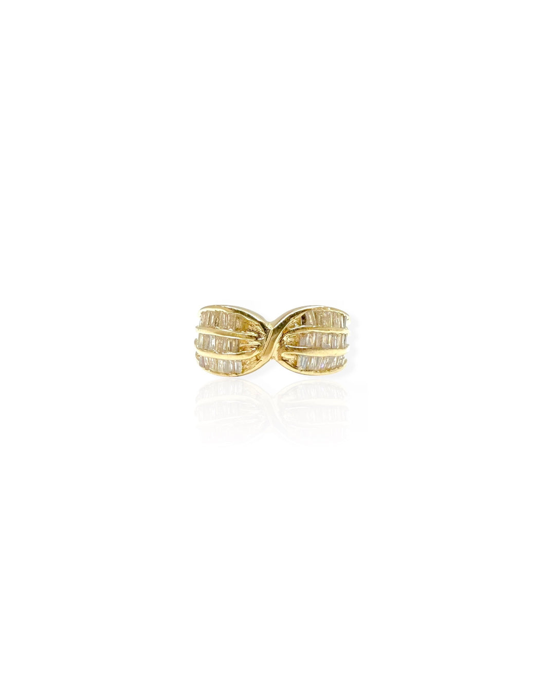 14k Gold Channel Set Diamond Twist Ring (6.75)