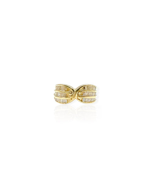 14k Gold Channel Set Diamond Twist Ring (6.75)