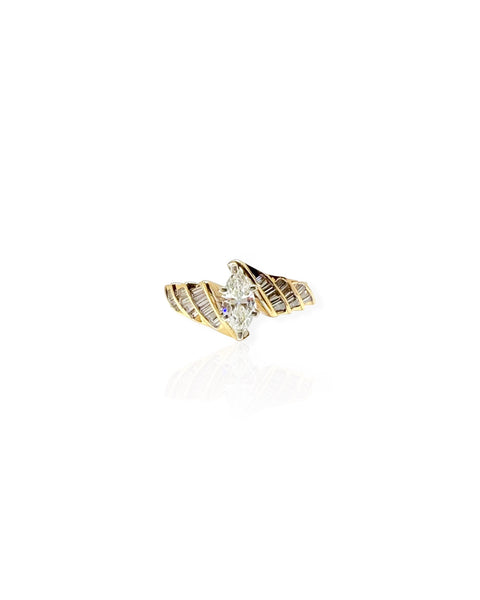 14k Gold Marquise Diamond Ring (7.75)