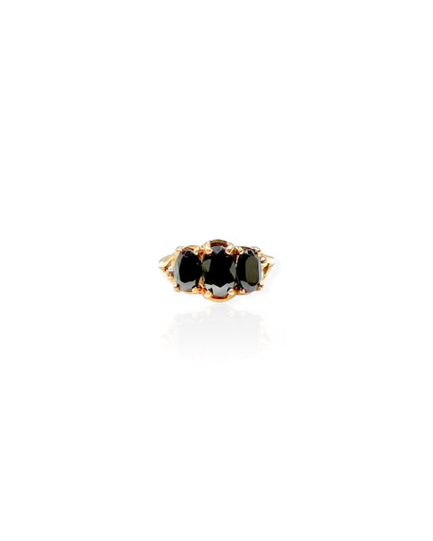 10k Gold Triple Onyx Ring (5.75)