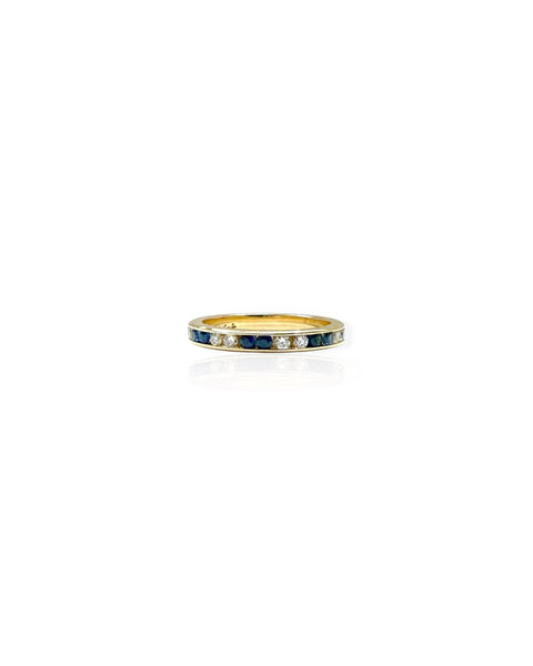 14k Gold Diamond and Sapphire Eternity Ring (6.5)