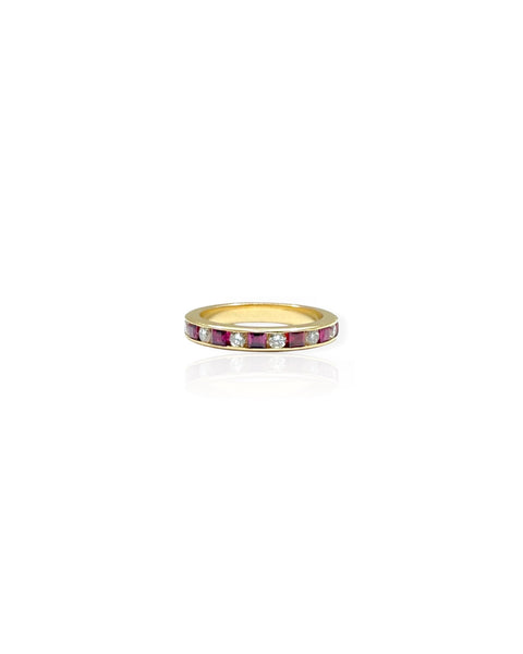 14k Gold Diamond and Ruby Eternity Ring (6.5)