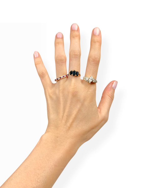 10k Gold Triple Onyx Ring (5.75)