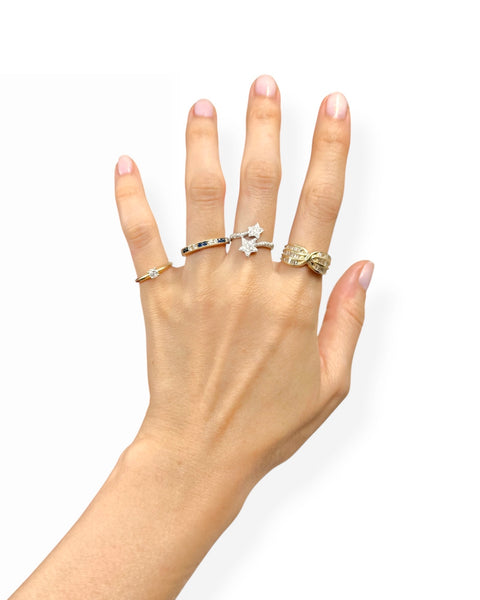 14k Gold Channel Set Diamond Twist Ring (6.75)