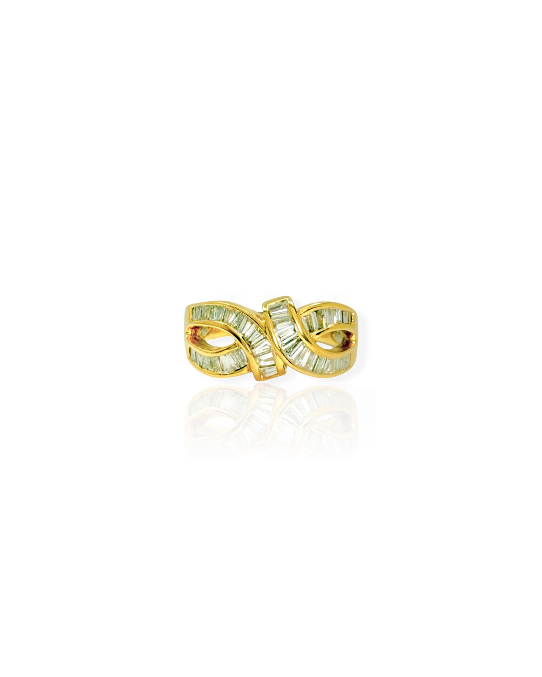 18k Gold Channel Set Diamond Twist Ring (6.5)