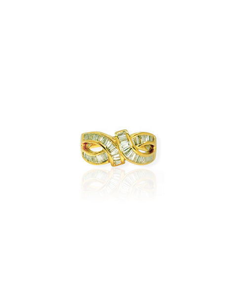 18k Gold Channel Set Diamond Twist Ring (6.5)