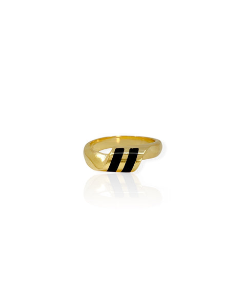 14k Gold Onyx Inlay Twist Ring (4.75)