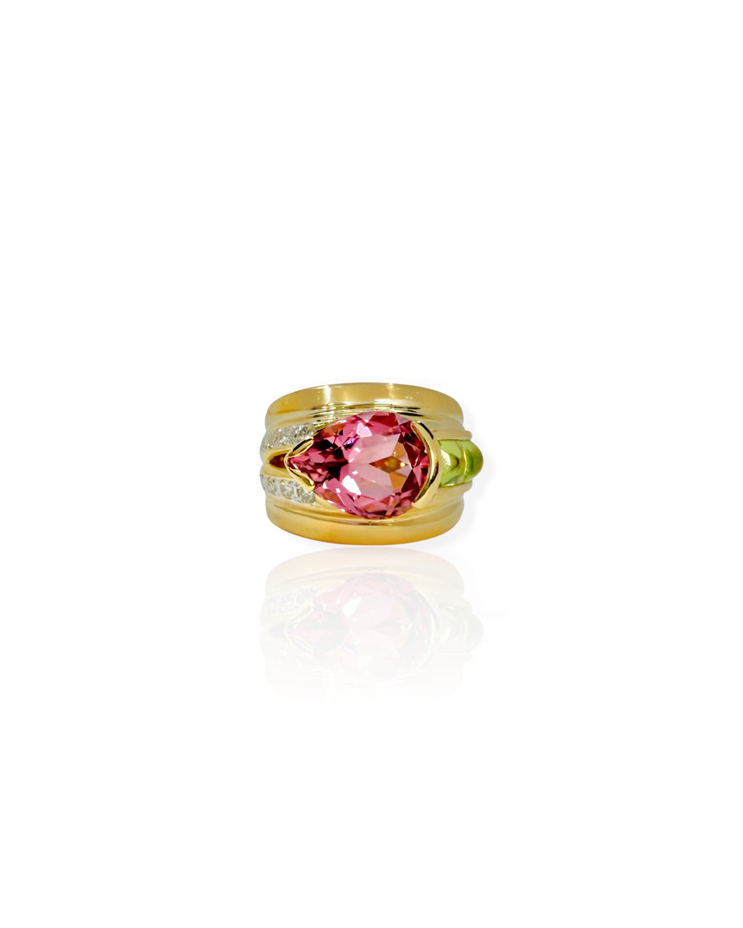 18k Gold Pear Gemstone Ring (6.5)