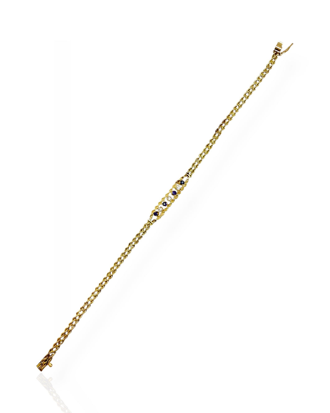 14k Gold Double Rope Gemstone Bracelet (7
