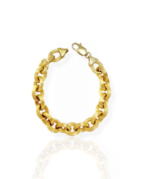 14k Gold Ribbed Cable Chain Bracelet (7.625