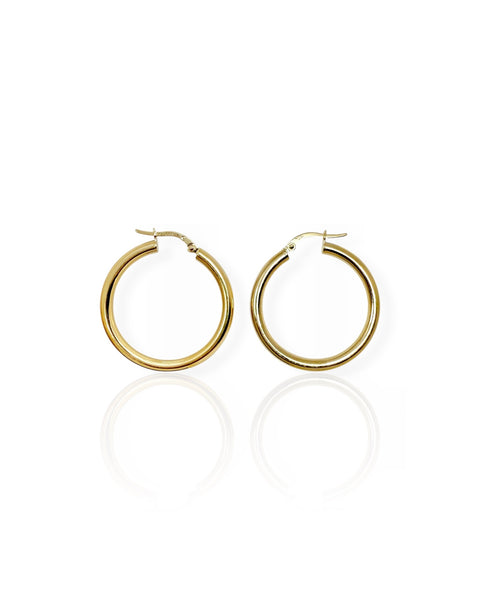 14k Gold Tube Hoop Earrings