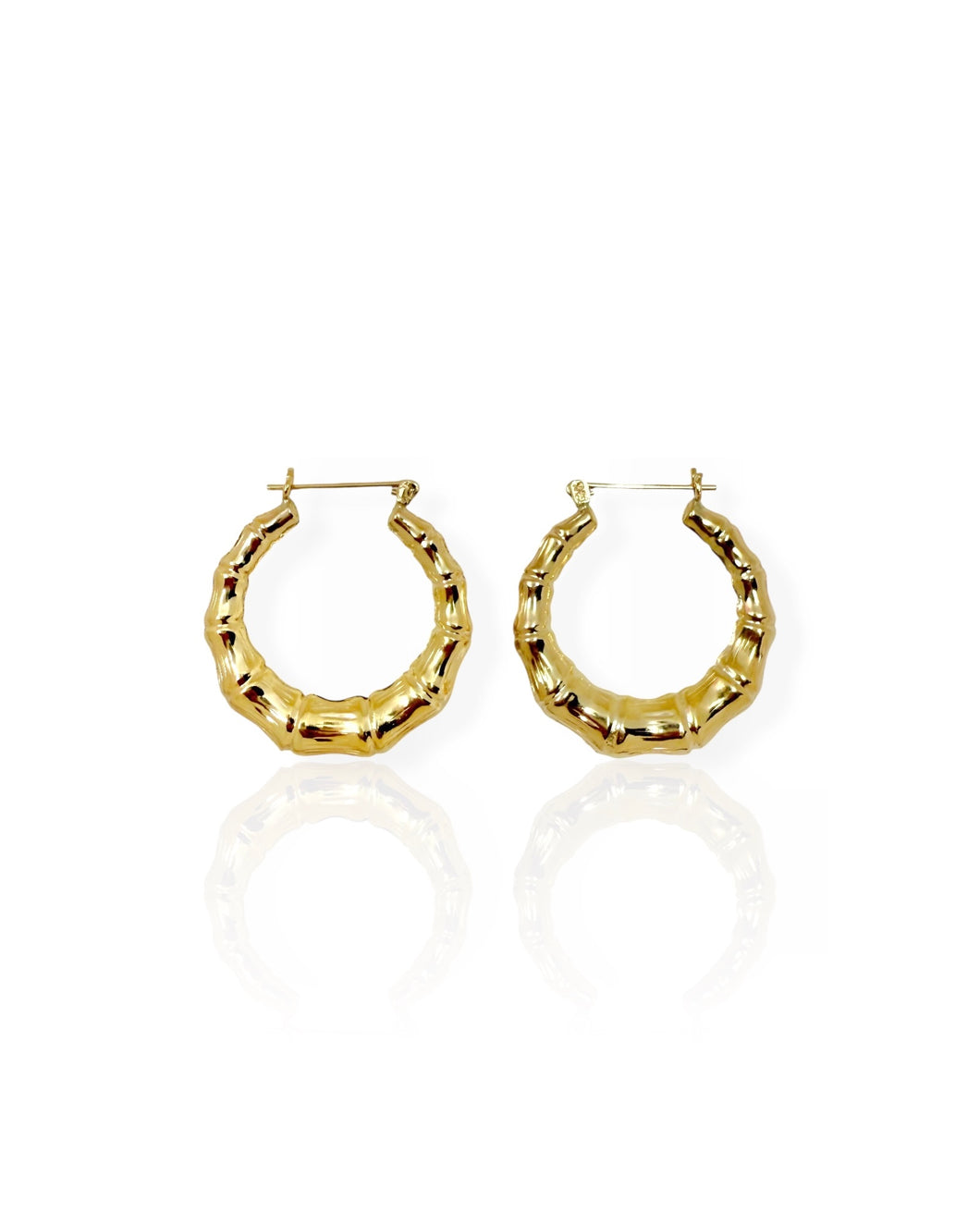 14k Gold Bamboo Hoop Earrings