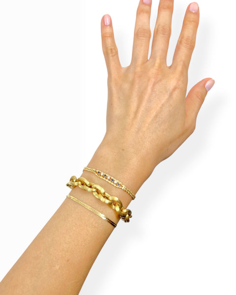 14k Gold Ribbed Cable Chain Bracelet (7.625")