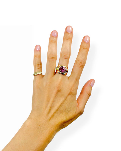 18k Gold Pear Gemstone Ring (6.5)