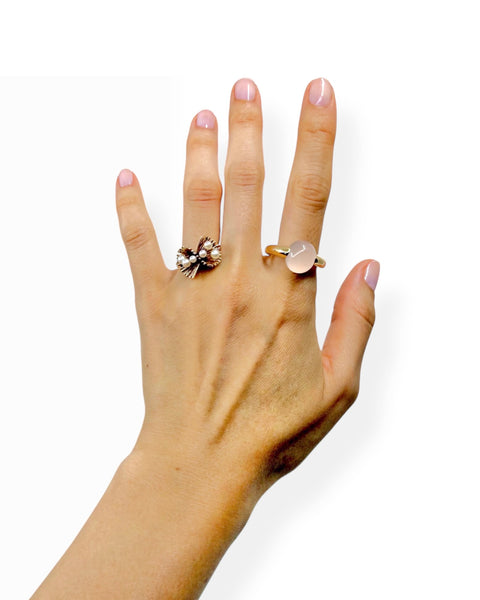 18k Gold Pomellato Rose Quartz Luna Ring (10)