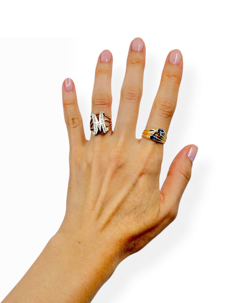 14k Gold Triple Gemstone Ring (6.5)