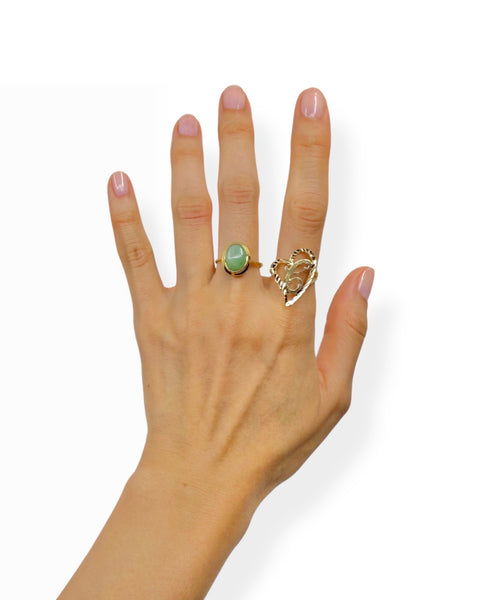 14k Gold Jade Ring (7.5)