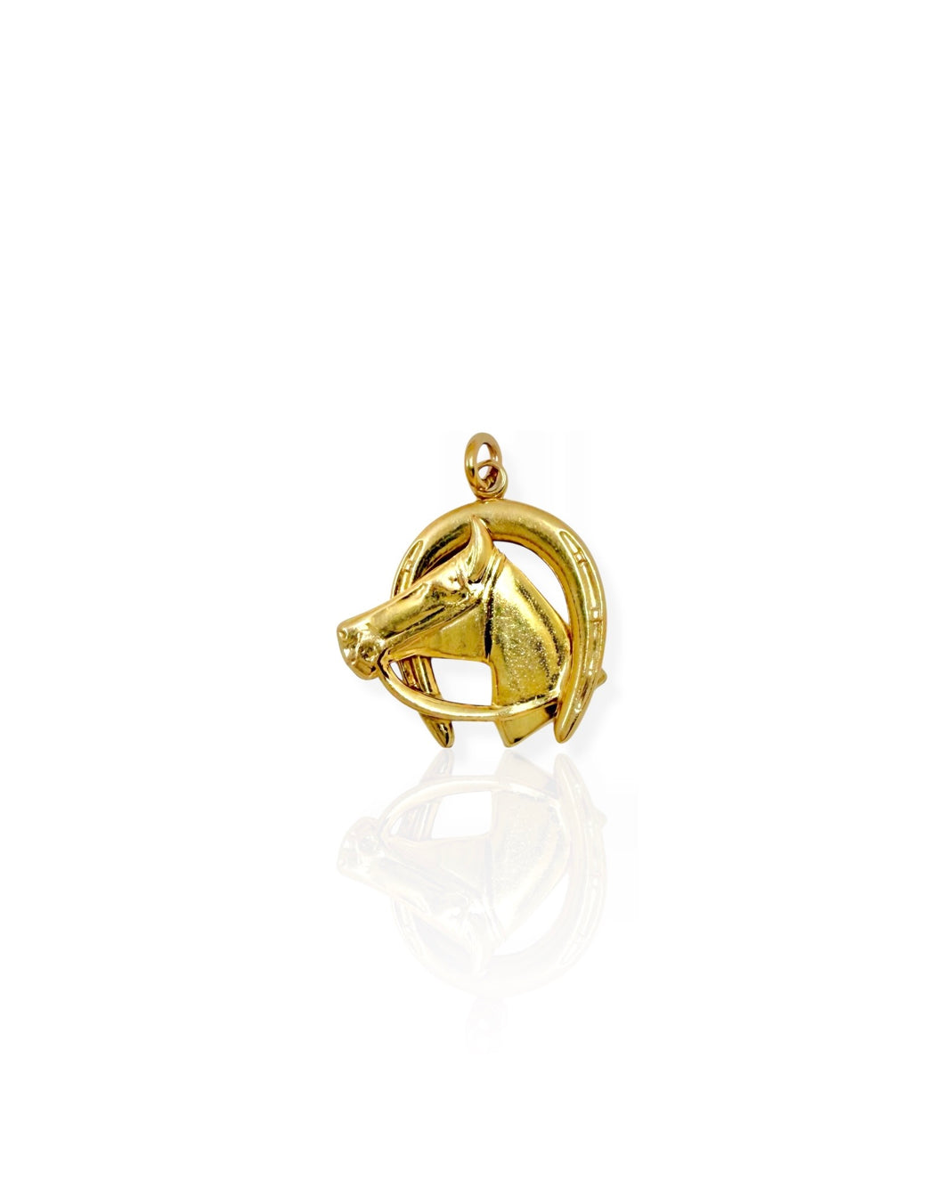 14k Gold Horse and Horseshoe Charm