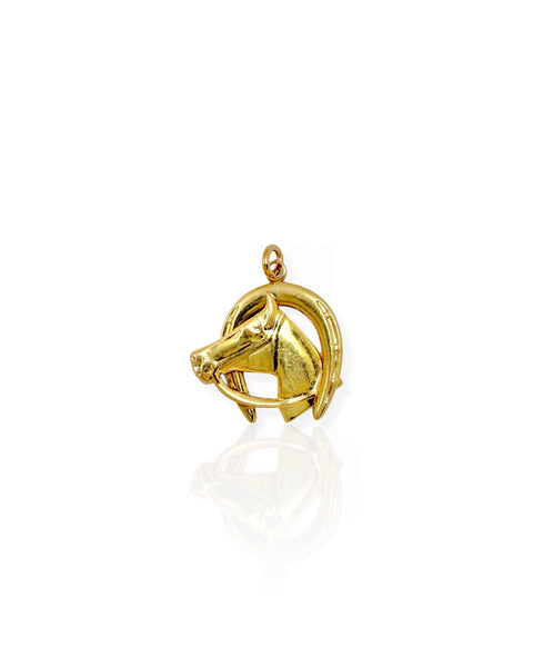 14k Gold Horse and Horseshoe Charm