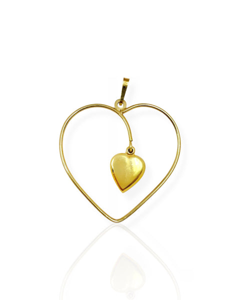 14k Gold Dangling Heart Charm