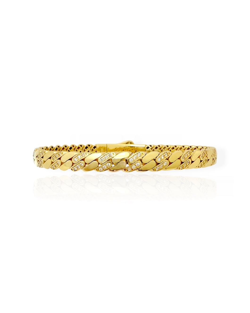 18k Gold Curb Chain Flexible Bangle (6.75
