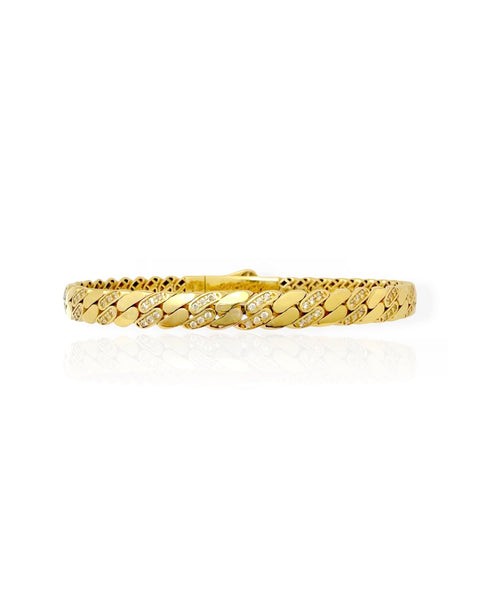 18k Gold Curb Chain Flexible Bangle (6.75