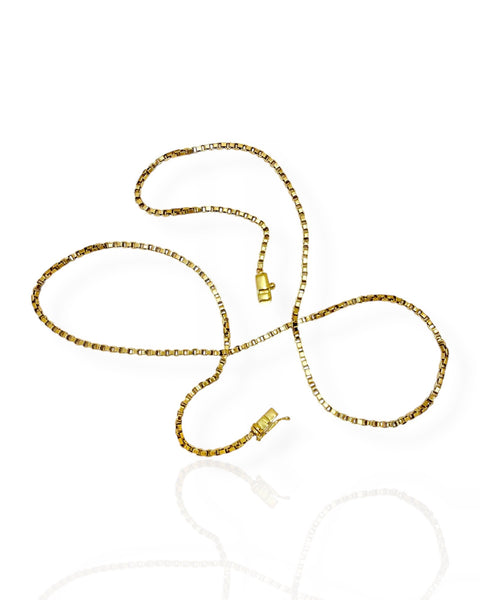 18k Gold Box Chain Necklace (21
