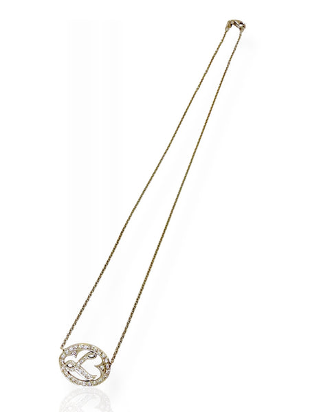 18k White Gold Diamond Letter L Necklace (16.5