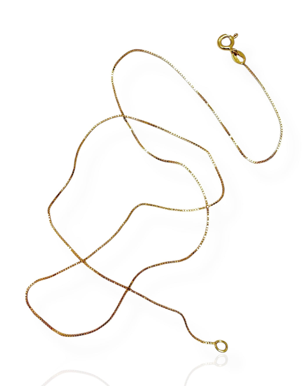 18k Gold Box Chain Necklace (17.75