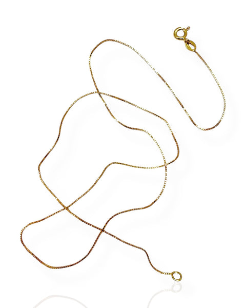 18k Gold Box Chain Necklace (17.75