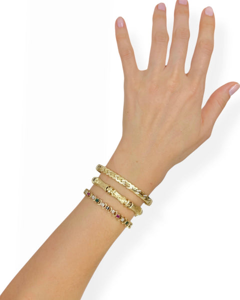 18k Gold Curb Chain Flexible Bangle (6.75")
